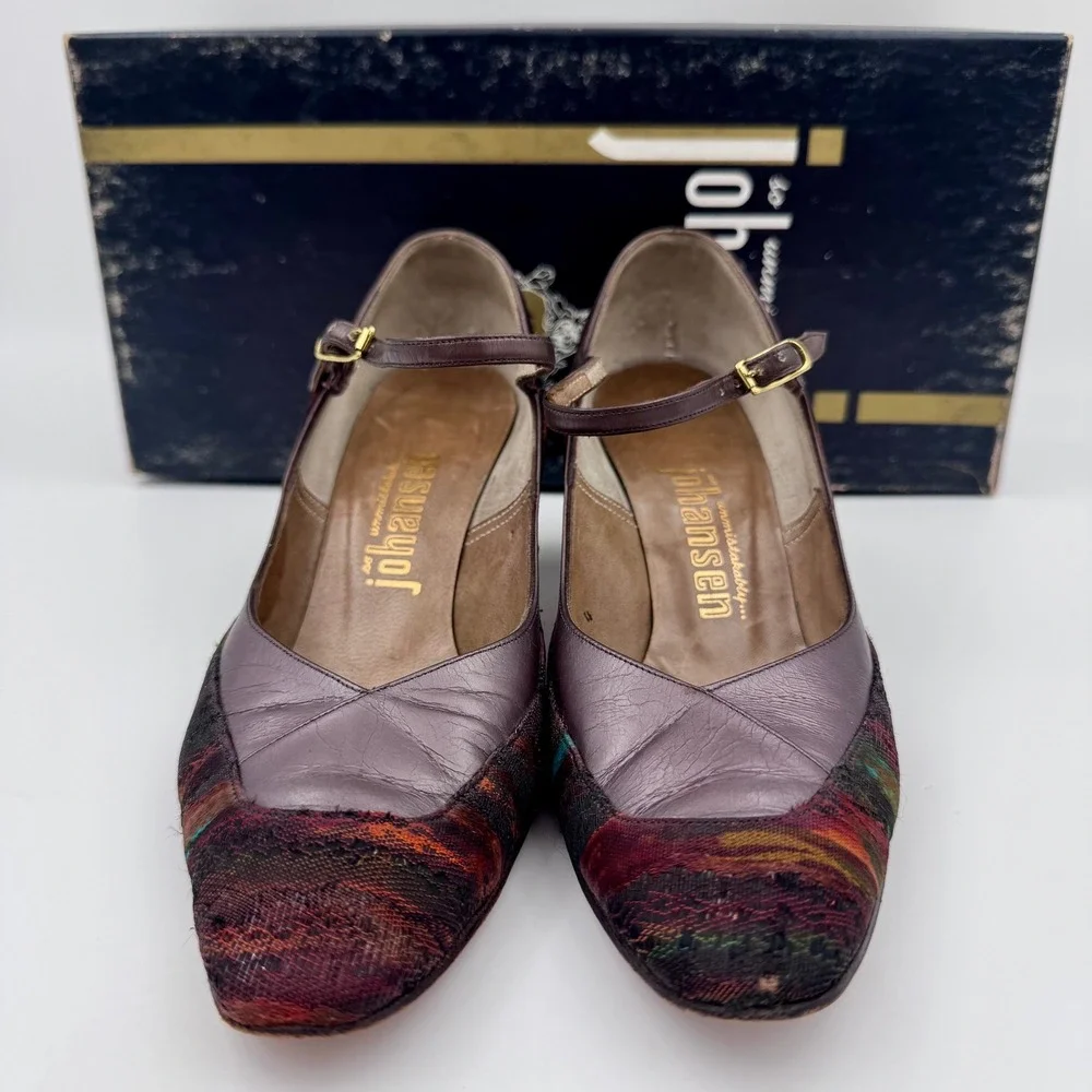 True Vintage 40s/50s Johansen Mary Jane 6N Rich Tapestry Heels w/ Box